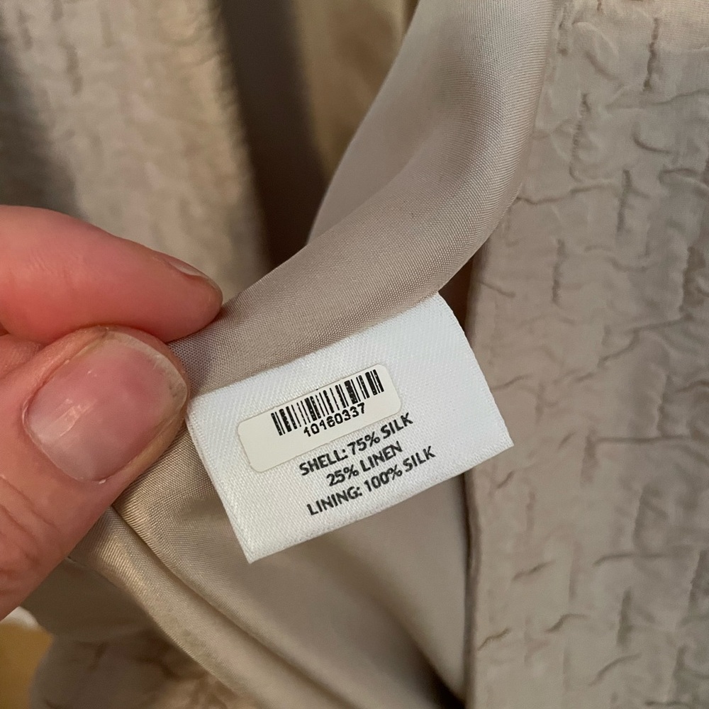 Eileen Fisher Silk + Linen Lightweight Crinkle Open Blazer Size M. - Picture 5 of 8